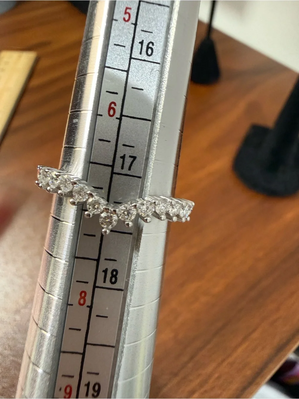 Silver V-Shape Cubic Zirconia Stackable Ring in Size 7